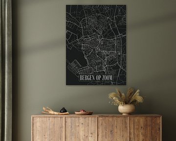 Stadskaart Bergen op Zoom - Stad - Donkere variant - Plattegrond van Locus Studio