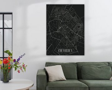 Stadskaart Coevorden - Stad - Donkere variant - Plattegrond van Locus Studio