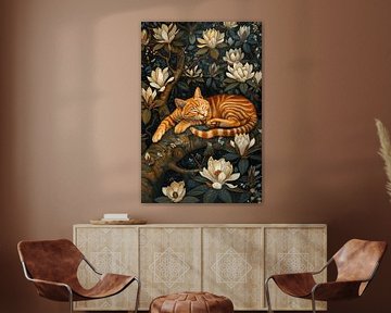 Sleeping cat in the magnolia tree by Petra Dreiling-Schewe