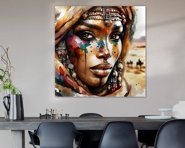 Krachtige Toearegvrouw #5 van Chromatic Fusion Studio