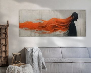 Vrouw Oranje Modern | Blaze Silhouette van Kunst Kriebels