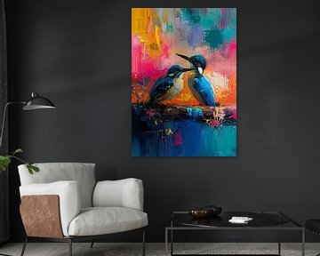 Vogel Schilderij | Portret van Abstract Schilderij