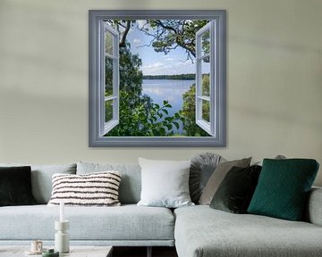 Uitzicht op het meer door het raam van Poster Art Shop