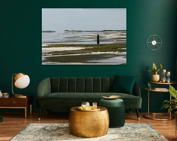 Waddenzee met laag water van Meint Brookman
