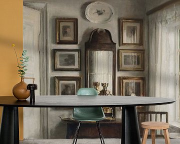 Stilleven van interieur in olieverf