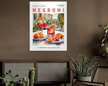 Poster Negroni, aquarel van Kim Karol / Ohkimiko