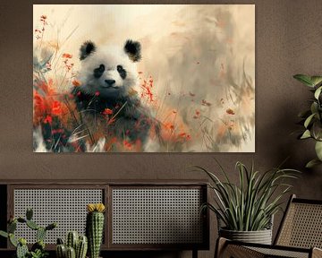 Rust in Rood - Panda Te Midden van Bloemen