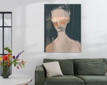 Modern abstract portret in roze van Carla Van Iersel