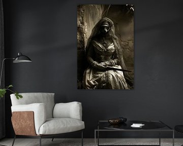 mix portret vrouw en vos
