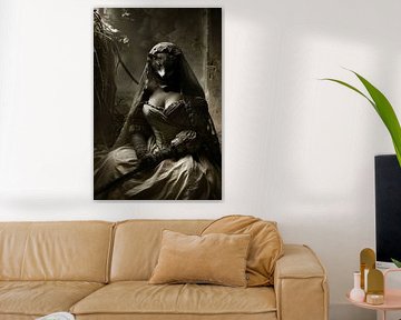 mix portret vrouw en vos