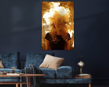 Porträt Frau mit Feuer