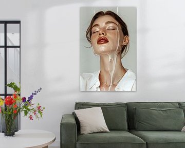 portrait woman with melting chocolate