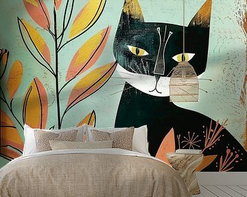 Artistieke kattenkunst muurdecoratie