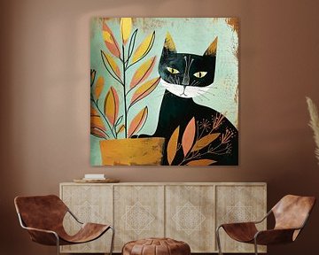 Artistieke kattenkunst muurdecoratie van Vlindertuin Art