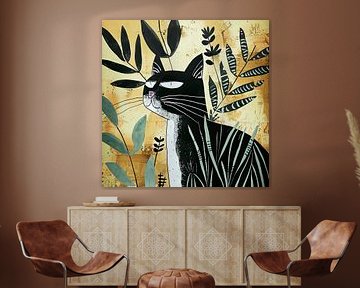 Decoratieve kattenkunst portret zwarte poes