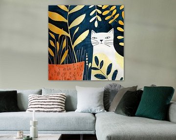 Artistieke kattenkunst aan de muur