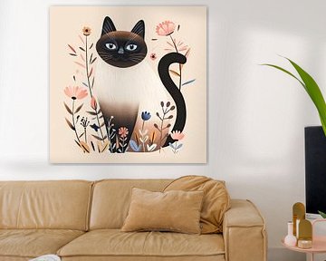 Decoratieve katten kunst print van Vlindertuin Art