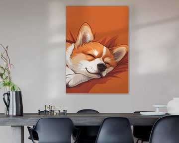 Brown White Sleeping Dog Poster | - Ein schönes Poster für Sohn, Tochter, Neffe oder Nichte!