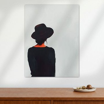 Intéressante femme avec chapeau vue de dos... | pétrole