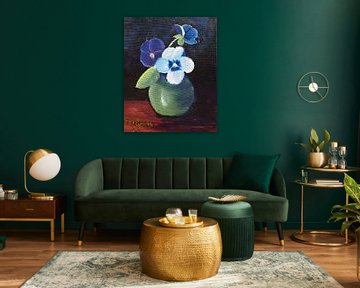 Viooltjes in Vaas van Rita Tielemans Kunst