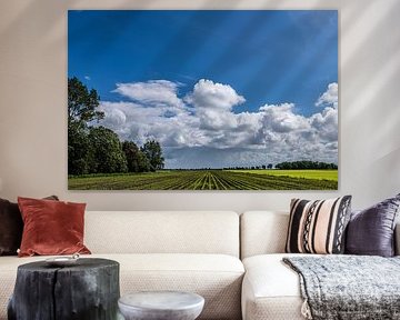 View of Drente with beautiful clouds