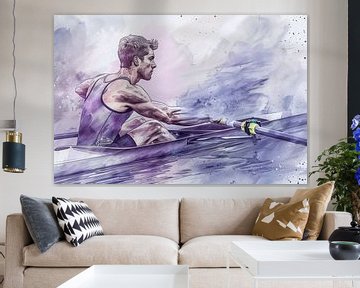 Drawing, watercolour, sport, rowing by Peter Pen Drawings and Paintings