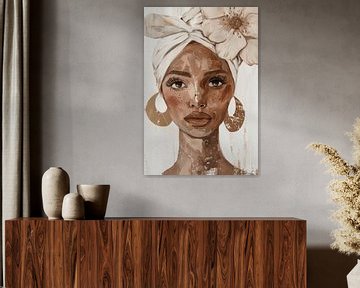 Modern en abstract portret in neutrale kleuren van Carla Van Iersel