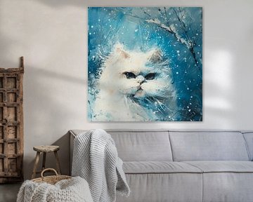 Perzische kat in de sneeuw van Petra Dreiling-Schewe