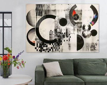 Abstract, geometrisch, zwart-wit met kleur van Joriali Abstract