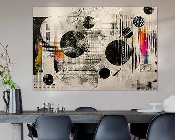 Abstract, cirkels, zwart-wit met kleur van Joriali Abstract