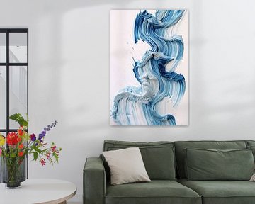 Blauwe Golven: Abstracte Penseelstreken van Color Square