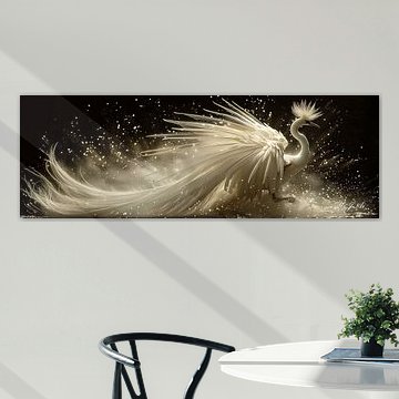 Ode aan Elegantie: Een Paradijsvogel in Dynamische Beweging