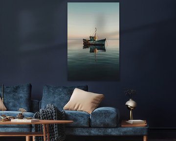 Boot alleen in de oceaan