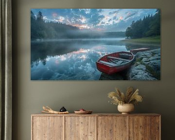 Boat on the empty shore by fernlichtsicht