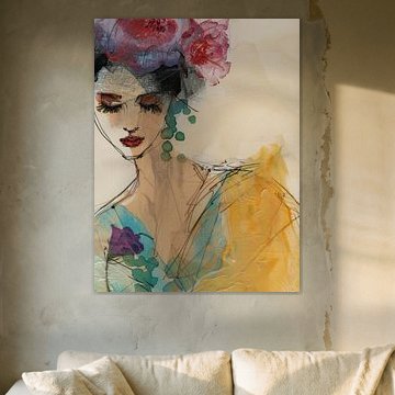 Modernes und abstraktes Porträt von Carla Van Iersel