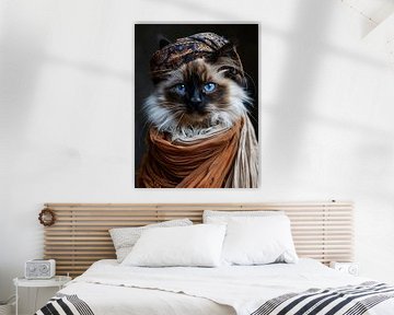 Tibetaanse kat met tulband van haroulita