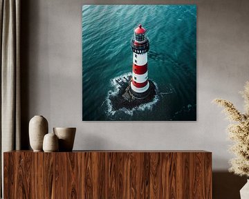 Phare sur la rive rocheuse