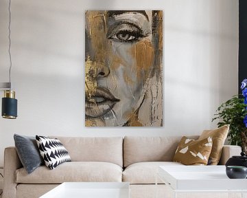 Abstract portrait of a woman in grey and gold variant 3 by Steinfox Art