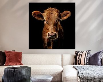 Bruine koe portret van TheXclusive Art