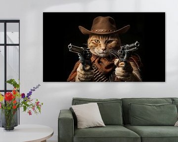 Cowboy kat met 2 pistolen panorama van TheXclusive Art