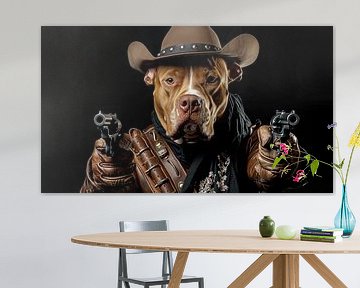 Cowboy hond met pistolen (revolver) panorama van TheXclusive Art