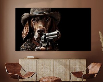 Cowboy hond met revolver panorama van TheXclusive Art