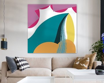 Modern abstract vrije vormen in heldere kleuren no 1 van Sonja Kemp
