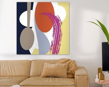 Modern abstract vrije vormen in heldere kleuren no 4 van Sonja Kemp