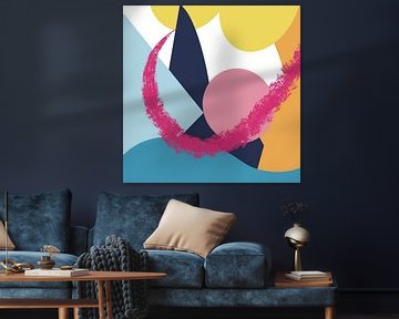 Modern abstract vrije vormen in heldere kleuren no 5 van Sonja Kemp