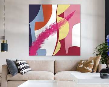 Modern abstract vrije vormen in heldere kleuren no 7 van Sonja Kemp