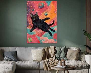 Black cat in space 13 #cat by JBJart Justyna Jaszke