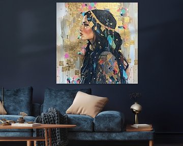 Vrouw Goud Portret | Gilded Spirit van Kunst Kriebels