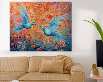 Peinture de colibris vivants | Duo de ballet céleste sur La collection ARTEO