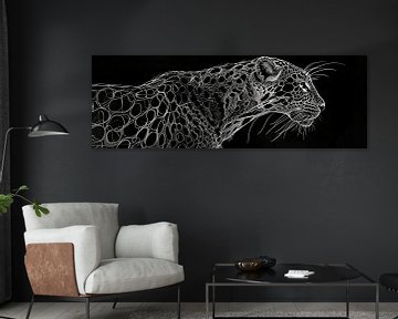Schilderij Luipaard Zwart-Wit van Kunst Kriebels